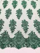 Valentina Floral embroider with sequins on a corded mesh lace fabric-sold by the yard.