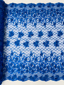 Lia 3d floral design embroider with pearls in a mesh lace-dresses-fashion-prom-sold by the yard