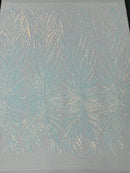 PHOENIX FEATHER SEQUIN ON STRETCH MESH FABRIC (By The Yard)