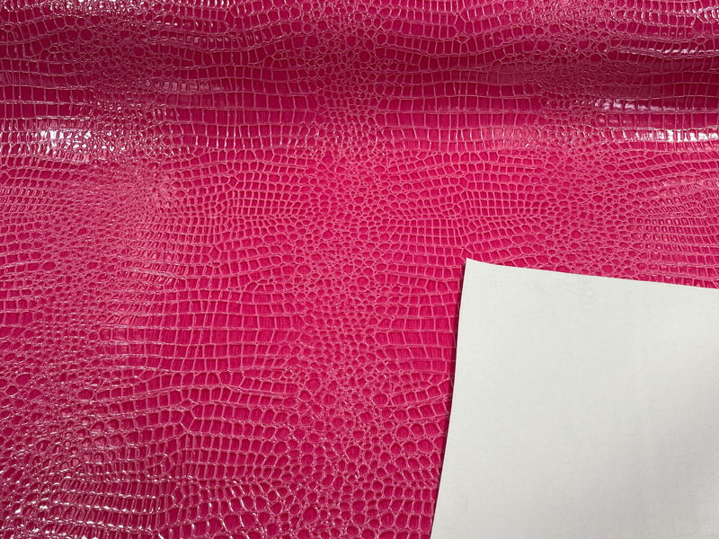 Fuchsia Faux Crocodile Vinyl Embossed 3D Scales-Faux Leather-Sold By Yard
