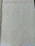 WING FEATHER DAMASK BEADED LACE (By The Yard)