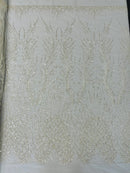 WING FEATHER DAMASK BEADED LACE (By The Yard)