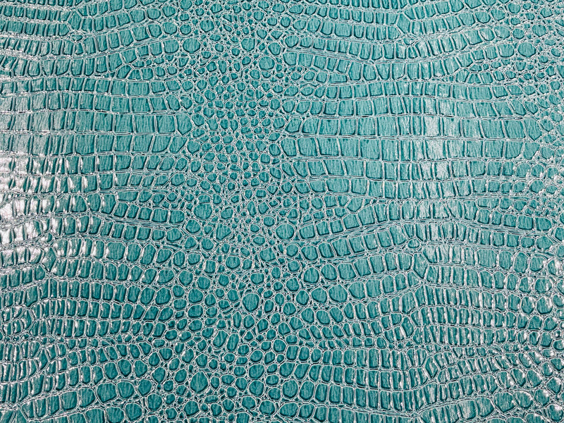 Turquoise Faux Crocodile Vinyl Embossed 3D Scales-Faux Leather-Sold By Yard