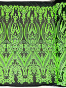 BIG DAMASK SEQUIN ON STRETCH MESH FABRIC (By The Yard)