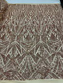 GEOMETRIC  SEQUIN ON STRETCH MESH FABRIC (By The Yard)