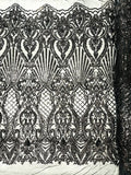 SHELL DAMASK SEQUIN STRETCH MESH FABRIC (by the yard)