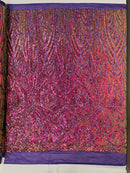 GEOMETRIC  SEQUIN ON STRETCH MESH FABRIC (By The Yard)