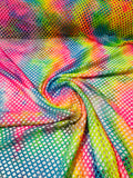 Fishnet diamond mesh tie dye with silver glitter 4way stretch 58"Wide/ByTheYard.