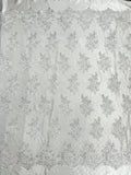 Camila corded embroider flowers with sequins on a mesh lace fabric-prom-sold by the yard.