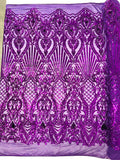 SHELL DAMASK SEQUIN STRETCH MESH FABRIC (by the yard)