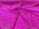 TRICOT NYLON SPANDEX BANDANNA PRINT FABRIC (by the yard)