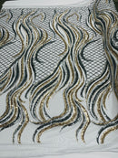 FLAME SEQUIN ON STRETCH MESH FABRIC (By The Yard)