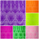 Feather Damask Shiny Sequin Design on a 4 Way Stretch mesh Fabric-Prom Night -Sold by The Yard.