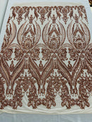 BIG DAMASK SEQUIN ON STRETCH MESH FABRIC (By The Yard)