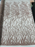 Root Vine Design Embroider and heavy beading on a mesh lace-sold by the yard.