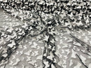 3D butterfly metallic design embroider on a mesh fabric - Sold By the Yard .