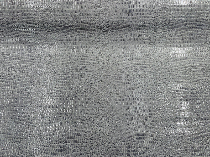 Gray Faux Crocodile Vinyl Embossed 3D Scales-Faux Leather-Sold By Yard