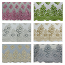 Floral corded embroider with glitter sequins on a mesh lace fabric-sold by the yard