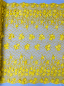 Lia 3d floral design embroider with pearls in a mesh lace-dresses-fashion-prom-sold by the yard