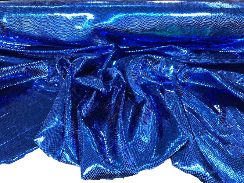 Royal Blue Illusion Venom Snake Skin, Stretch Velvet Iridescent Spandex Fabric - Sold By The Yard.