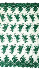 Valentina corded embroider with sequins on a mesh lace fabric-prom-sold by the yard.