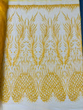 WING FEATHER DAMASK BEADED LACE (By The Yard)