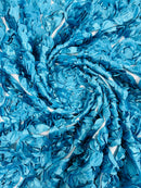 3D ROSETTE SATIN ON MESH FABRIC (by the yard)