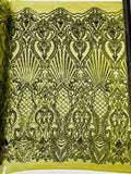 SHELL DAMASK SEQUIN STRETCH MESH FABRIC (by the yard)