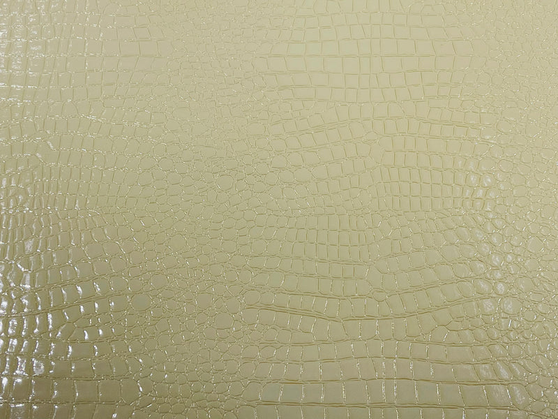 Ivory/ Cream Faux Crocodile Vinyl Embossed 3D Scales-Faux Leather-Sold By Yard