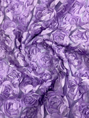 3D ROSETTE SATIN ON MESH FABRIC (by the yard)