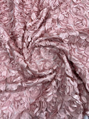 3D ROSETTE SATIN ON MESH FABRIC (by the yard)