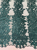 New Vegas design-Feathers Peacock with Embroidery sequins on stretch Mesh Lace Fabric (By 3 Panels)