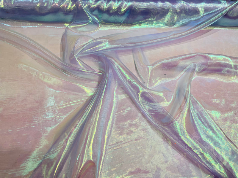 Polyester Soft Light Weight, Sheer, See Through iridescent Organza Fabric Sold By The Yard.