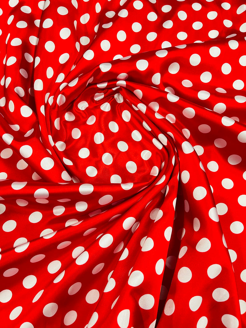 Multi Color Polka Dot 1/2 inch On A Soft Charmeuse Satin Fabric 60" Wide 100% Polyester/By The Yard