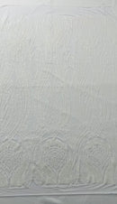 Feather damask shiny sequin design on a 4 way stretch mesh Fabric-prom-sold by the yard.