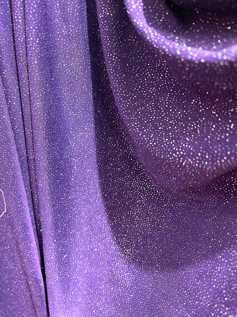 Dark purple shiny iridescent glitter stretch spandex design-Selena fabric-decorations-Halloween-sold by the yard