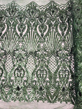 SHELL DAMASK SEQUIN STRETCH MESH FABRIC (by the yard)