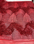 FRINGE SEQUIN ON STRETCH MESH FABRIC (By The Yard)