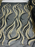 Diana flame design on a 4 way stretch mesh on a 4 way stretch mesh-sold by the yard.