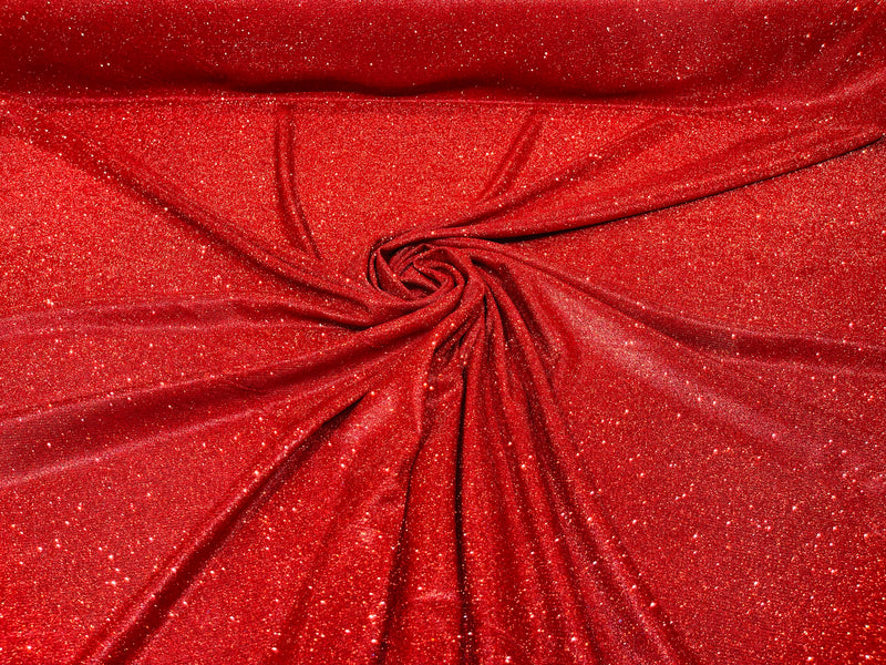 Red moon shadow glitter metallic fabric material lame knitted- Sold by the yard.