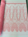 WING FEATHER DAMASK BEADED LACE (By The Yard)