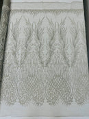 WING FEATHER DAMASK BEADED LACE (By The Yard)