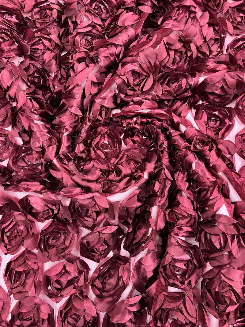 Rich Rose Rosette Floral Minky Fabric | Super Soft Fabric