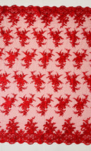 Valentina corded embroider with sequins on a mesh lace fabric-prom-sold by the yard.