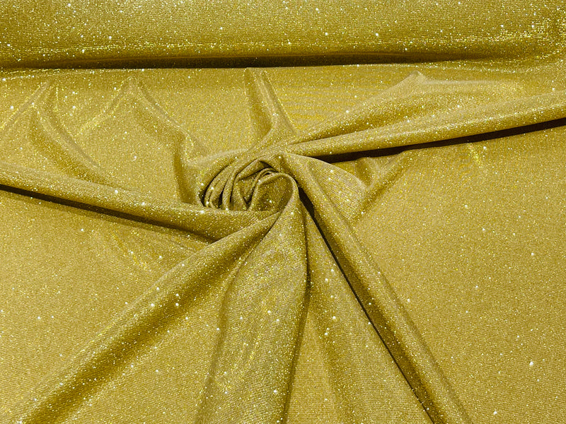 Gold moon shadow glitter metallic fabric material lame knitted- Sold by the yard.