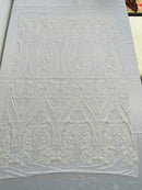BIG DAMASK SEQUIN ON STRETCH MESH FABRIC (By The Yard)