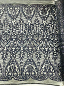 HEART DAMASK SEQUIN STRETCH MESH FABRIC (By The Yard)