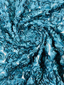 3D ROSETTE SATIN ON MESH FABRIC (by the yard)