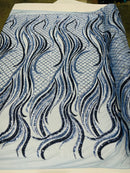 FLAME SEQUIN ON STRETCH MESH FABRIC (By The Yard)