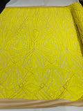 GEOMETRIC  SEQUIN ON STRETCH MESH FABRIC (By The Yard)